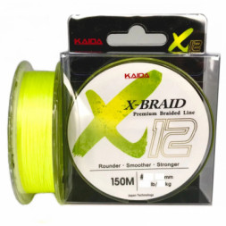 Плетенный шнур круглый Х-12 X-BRAID ярко желтый Japan Technology-18 кг