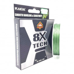 Плетеный шнур Kaida 8X TECH GREEN темно зеленая 150м 0,16 мм