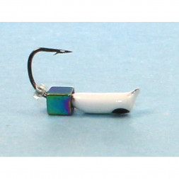 Мормышка вольфрамовая Рефлекс-М 1,5 Ст-к Белый, Черн Глаз + Куб Хамелеон 3*3мм 0,25гр 12 шт.