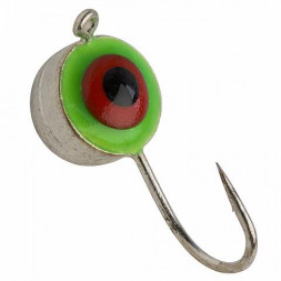 Мормышка Condor Полусфера с ушком d 4,0 мм вес 0,57 гр серебро зелено-красный фосфорный глаз /10 ш